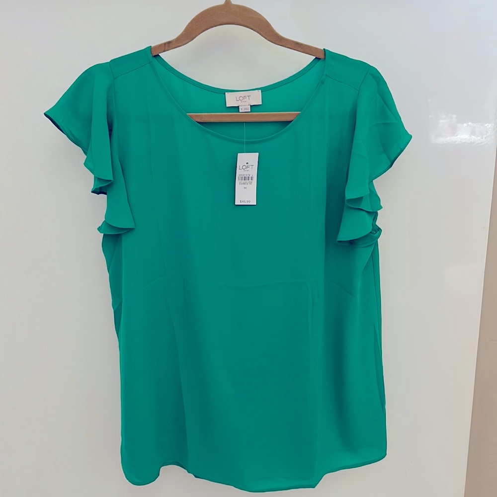 LOFT Green Blouse size M NWT
